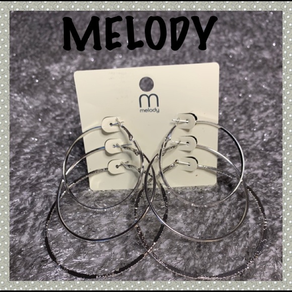 melody Jewelry - Melody 3 Pair Hoop Silver Tone Hoop Earrings
